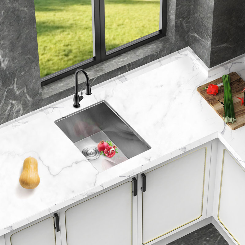 15 Inch Undermount 18 Gauge 9 Deep Stainless Steel Single Bowl Kitchen Sink, X - Shaped Water Guide For Quick Flow, Condensation Outer Layer, 3Mm Noise Reducing Pad, Includes Drain Assembly And Dish