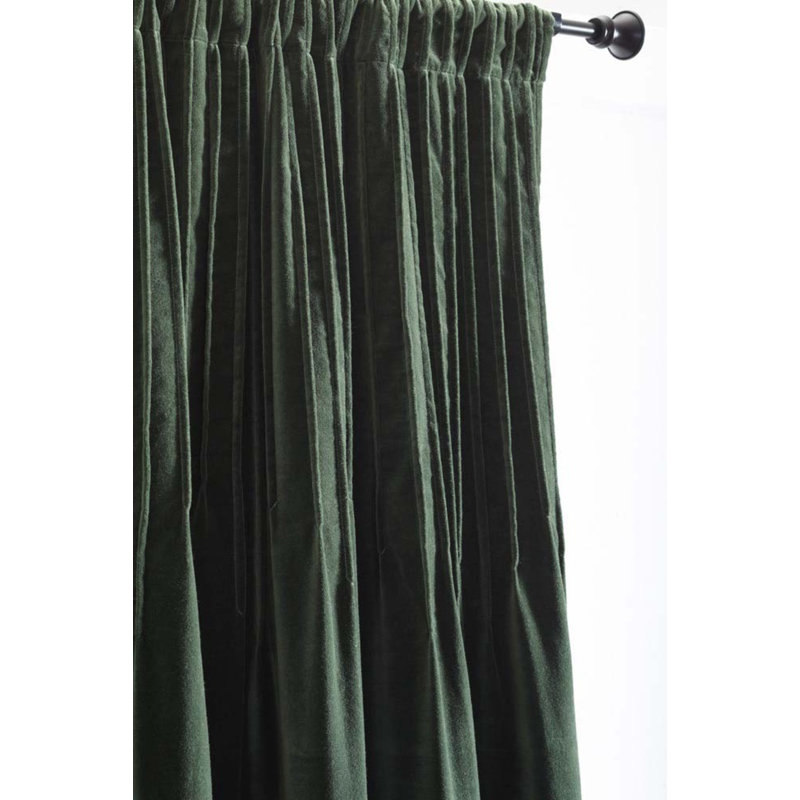 Ethan Velvet Room Darkening Curtain Panel, Kale, 32" W x 96" L