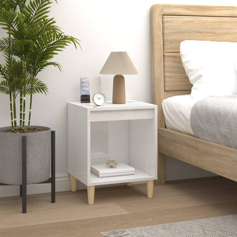Foreman 40 cm W Bedside Table, High Gloss White, Individual