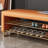 Orange Upholstered Leather Storage Entryway Bench-112128047