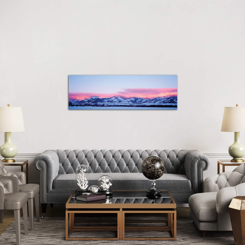 Bridger Mountains, Sunset, Bozeman, MT, USA - Wrapped Canvas Panoramic Print, 30.48 cm H x 91.44 cm W x 3.175 cm D