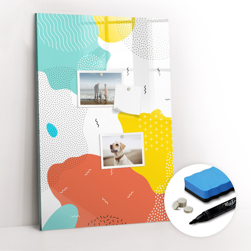 Magnetic Memo Board Whiteboard - 40 x 60cm - Includes Marker and Magnets - Colorful scribble