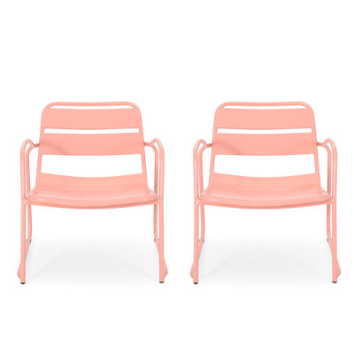 Chaise en métal, coloris corail, l 27 po x P 24,5 po, H 25,47 po, chaise météo, colorée, l 27 po x P 25,47 po, extérieur