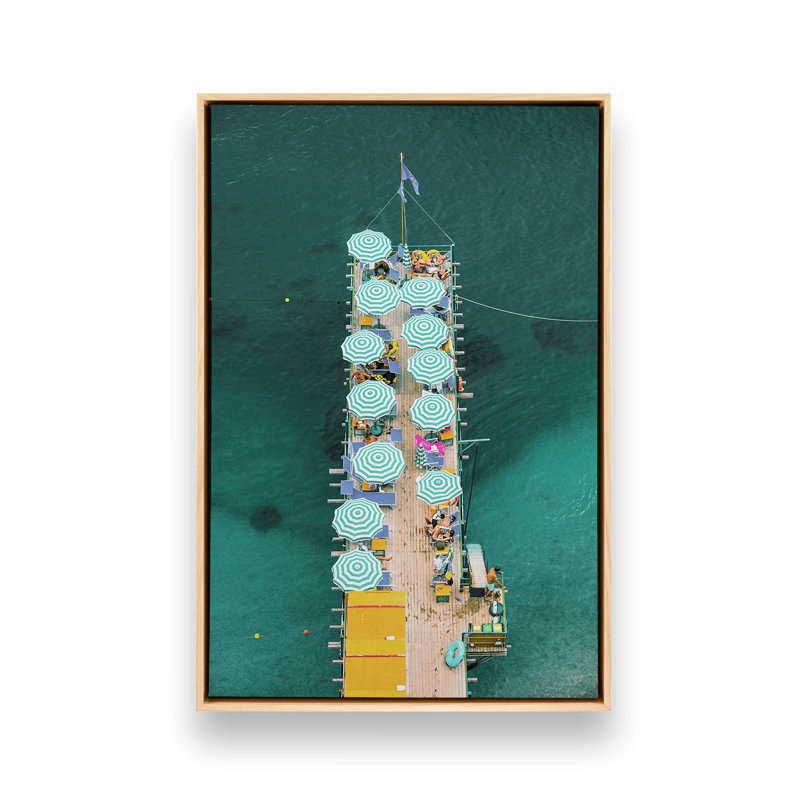 Impression sur toile Pier Paradise, H 12,75 po x l 8,75 po x P 1,75 po, Cadre américain en érable flottant
