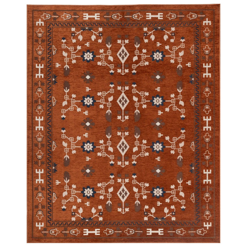River Slim Washable Rug, Rust, 7'10" x 10'