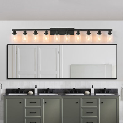 10 lumières de meuble-lavabo sur miroir, luminaires de salle de bain noirs de 65,4 pouces, éclairage de meuble-lavabo moderne noir mat, éclairage de salle de bain noir pour miroir, chambre à coucher, salon