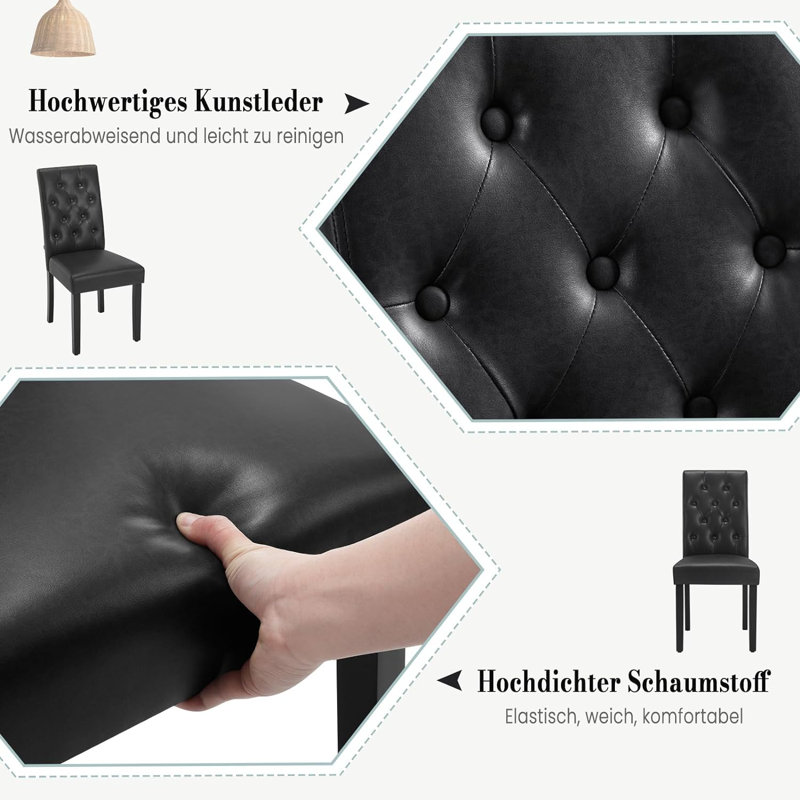 Ajani 48.5 cm H Faux Leather Side Chair, Black, 6