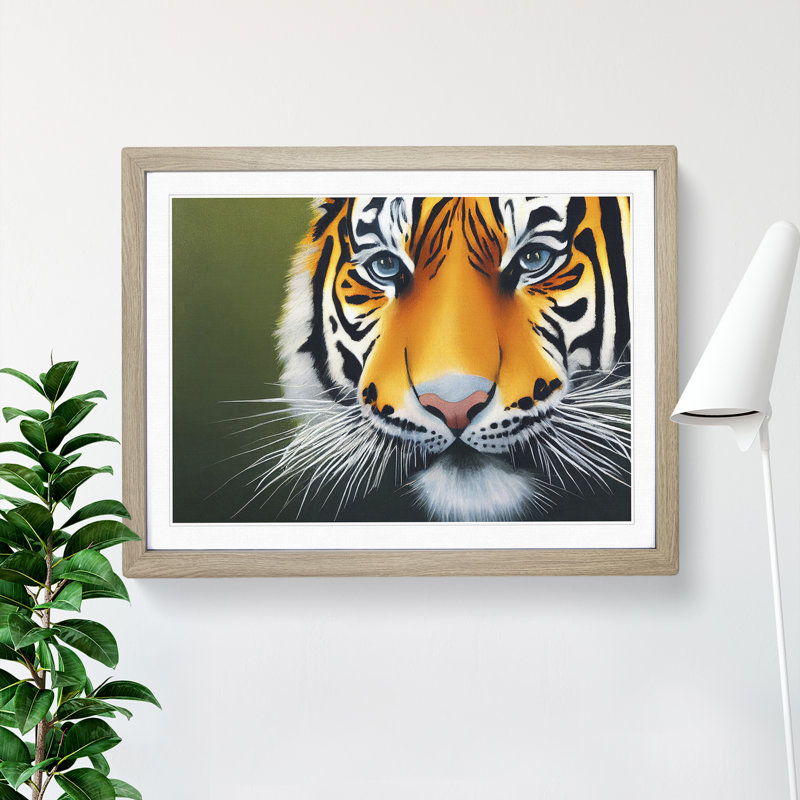 Amazing Tiger - Framed Print, 46cm H x 64cm W x 2cm D, Oak Framed