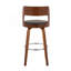 Tabouret Cecina Mid-Century avec pivot en similicuir brun et noyer par Lumisource