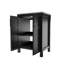 Meuble-lavabo moderne noir avec lavabo en céramique, grand rangement pour la maison