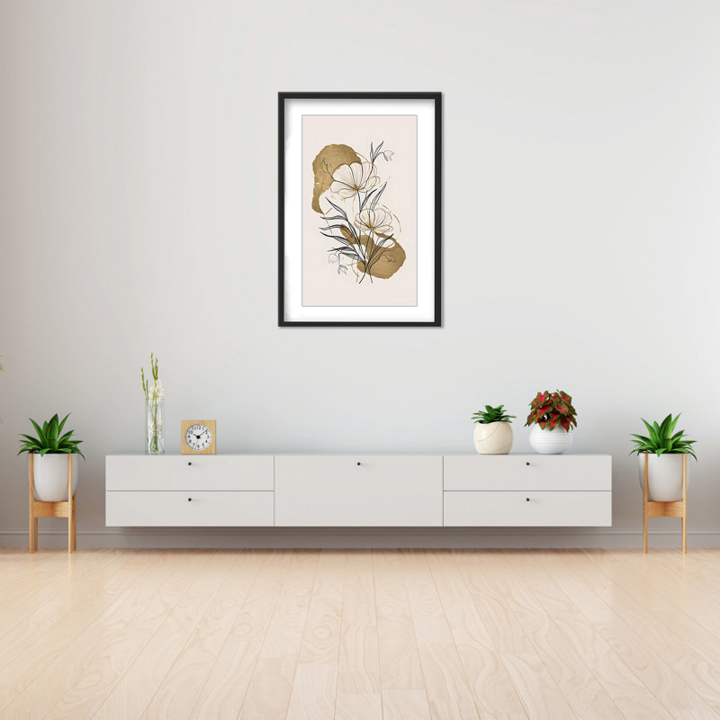 Nature Inspired Flowers And Gold, 40" H x 30" W