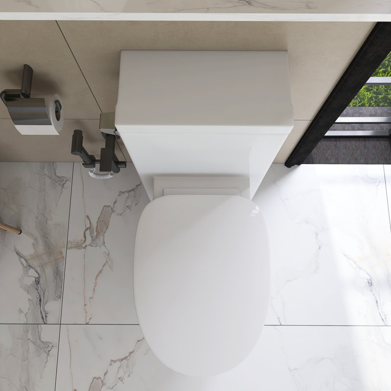 12 Inch One Piece 1.28 GPF Single Flush Elongated Toilet In White Seat Included
