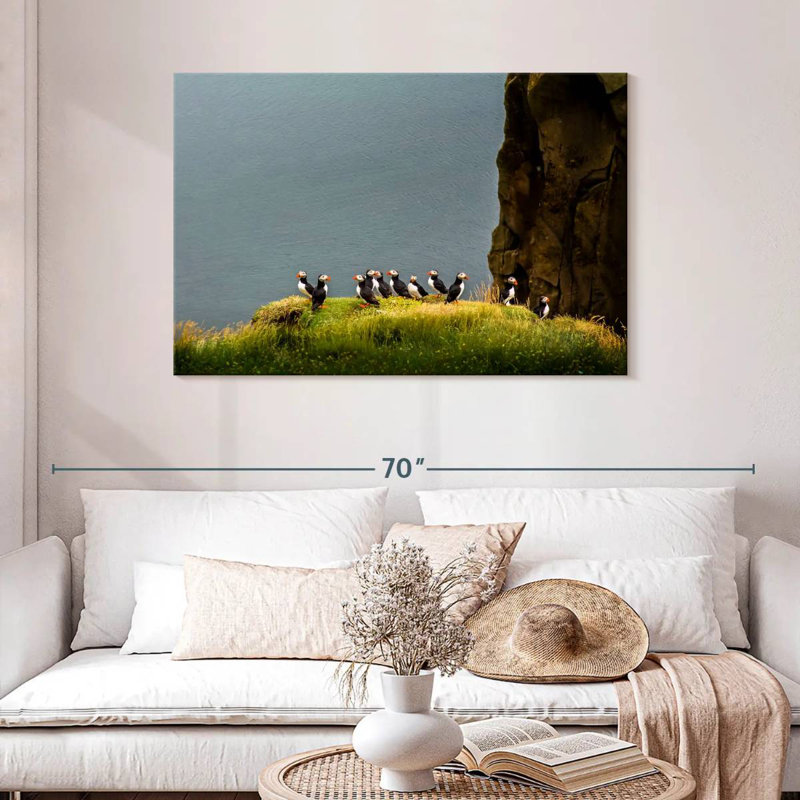 Crowle Cliff Puffin Birds, 30" H x 45" W