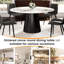Table ronde moderne en pierre frittée pour 6 à 8 personnes avec base solide 6 à 8, structure en carbone noir stable