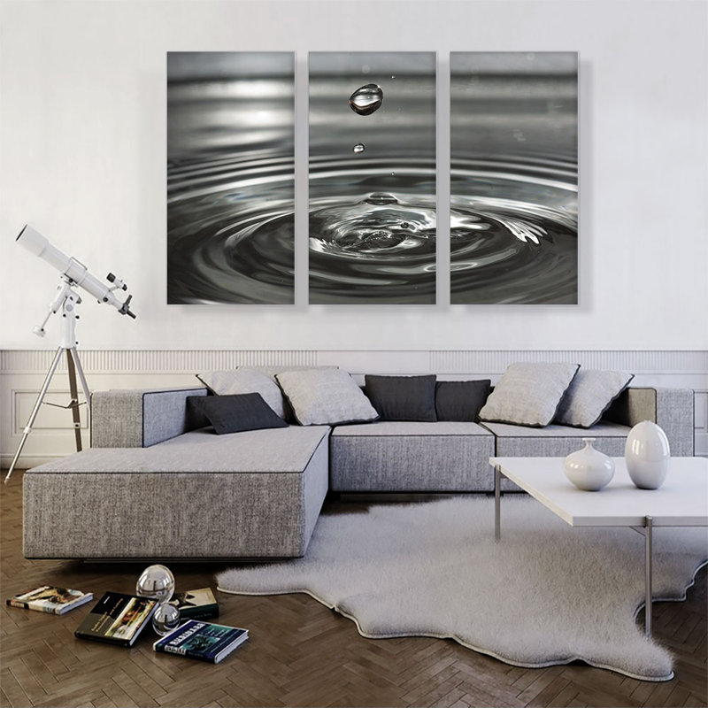 «Water Drip Home Decor», ensemble de 3 reproductions de photos sur toiles tendues, H 40 po x l 60 po x 1,5 po