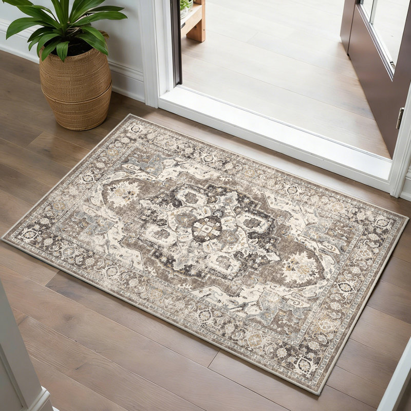 Area Rugs Washable Non-Slip Rug Stain Resistant Rugs for Living Room Dining Room Bedroom Low-Pile and Ultra Soft Area Rug (Beige)