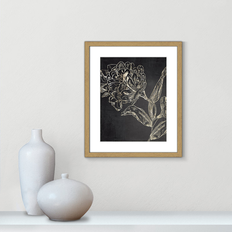 Clarendon Golden Flower Folklore II by Asia Jensen - Picture Frame Graphic Art, 19" H x 16" W, Natural Wood Grain