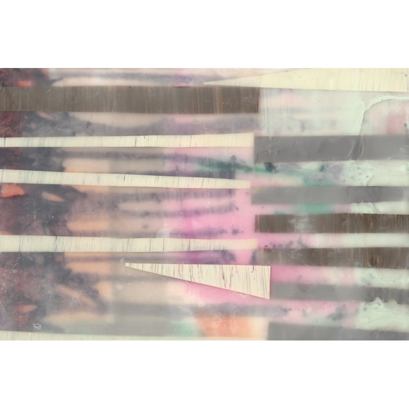 Lines And Layers II by Jennifer Goldberger - Painting on Canvas, 30cm H x 46cm W, Black Floater Framed