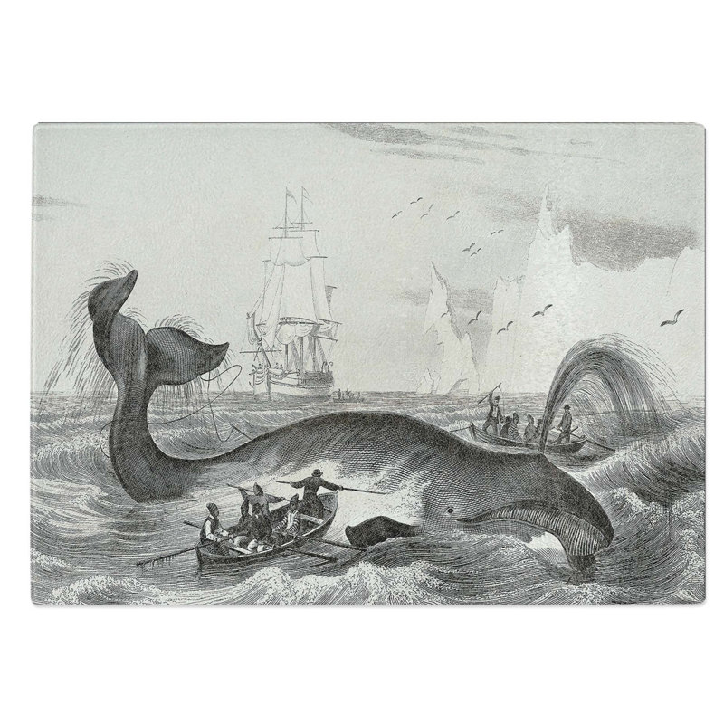 Glass Hunting A Bowhead Whale by Charles D' Orbigny Chopping Board, 39 cm W x 28.5 cm L