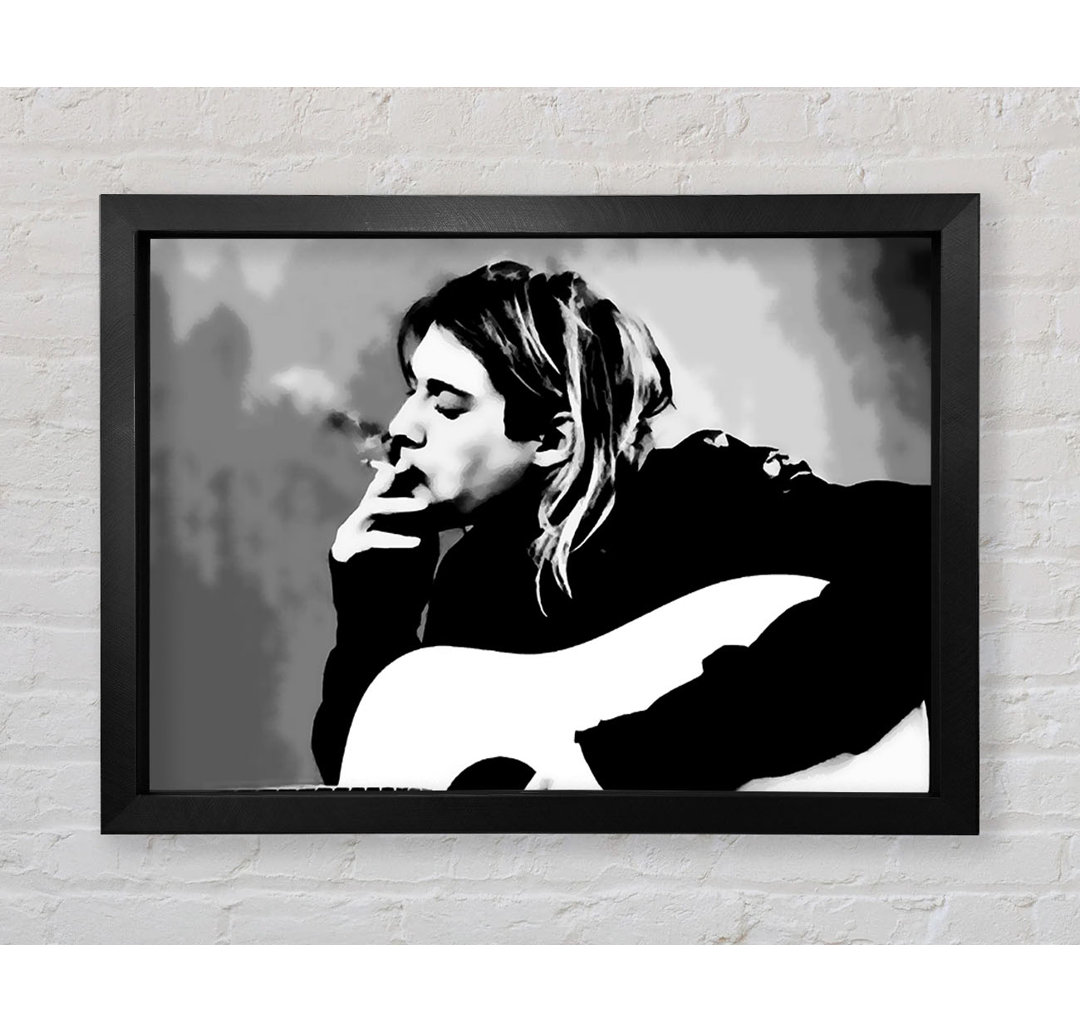 Kurt Cobain Guitar Smoke - Einzelner Bilderrahmen Kunstdrucke