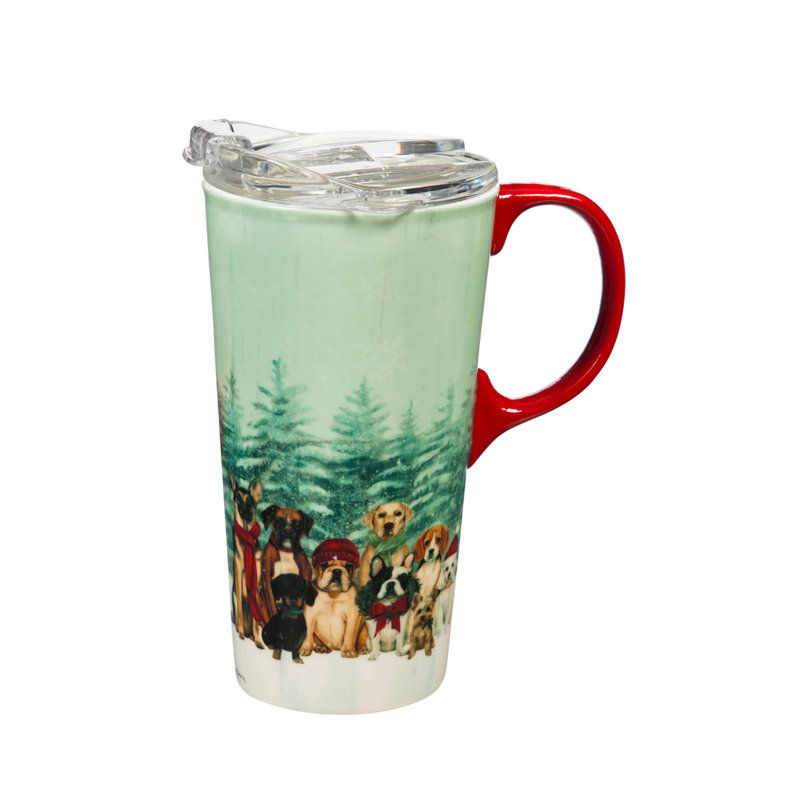 Grande tasse de voyage en céramique 17 onces Royal Puppies Holiday