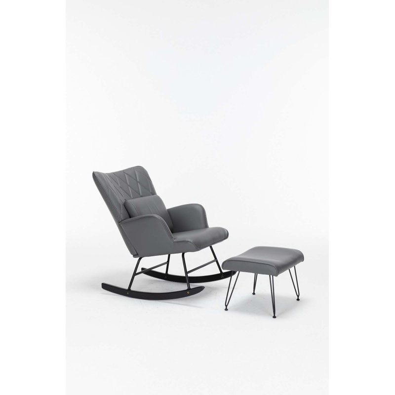 Chaise berçante, fauteuil oscillant, fauteuil d'appoint avec coussin lombaire et repose-pieds