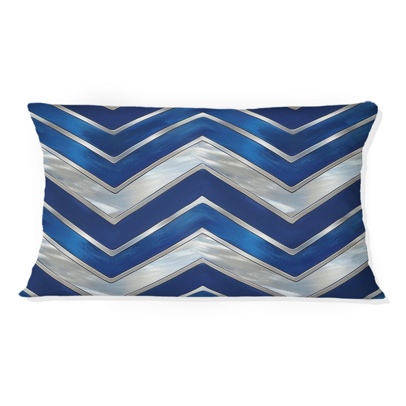 Coussin bleu Midcentury Chevron IV - Midcentury