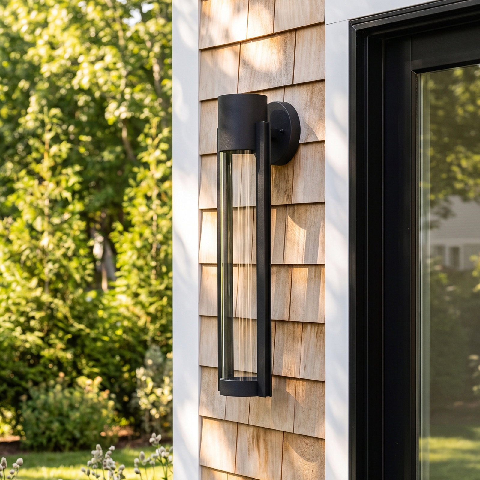 Eddy Integrated LED Outdoor Wall Lantern, Black