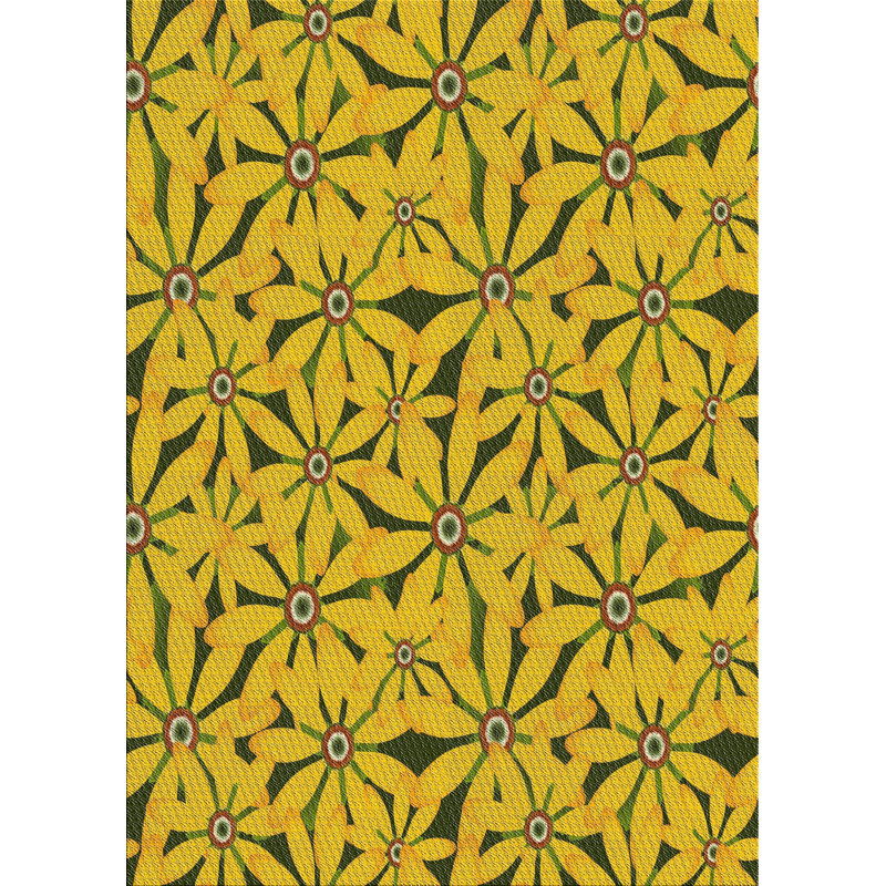 Tapis jaune en laine touffeté à la main Diamondville