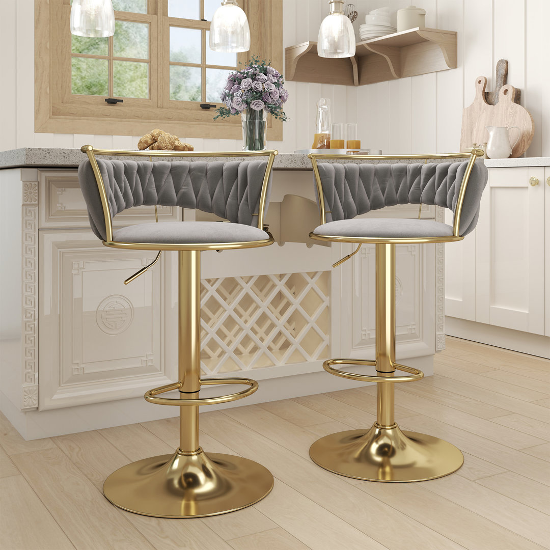 Cvetil Swivel Upholstered Adjustable Height Counter Stool with Metal Frame Mercer41 