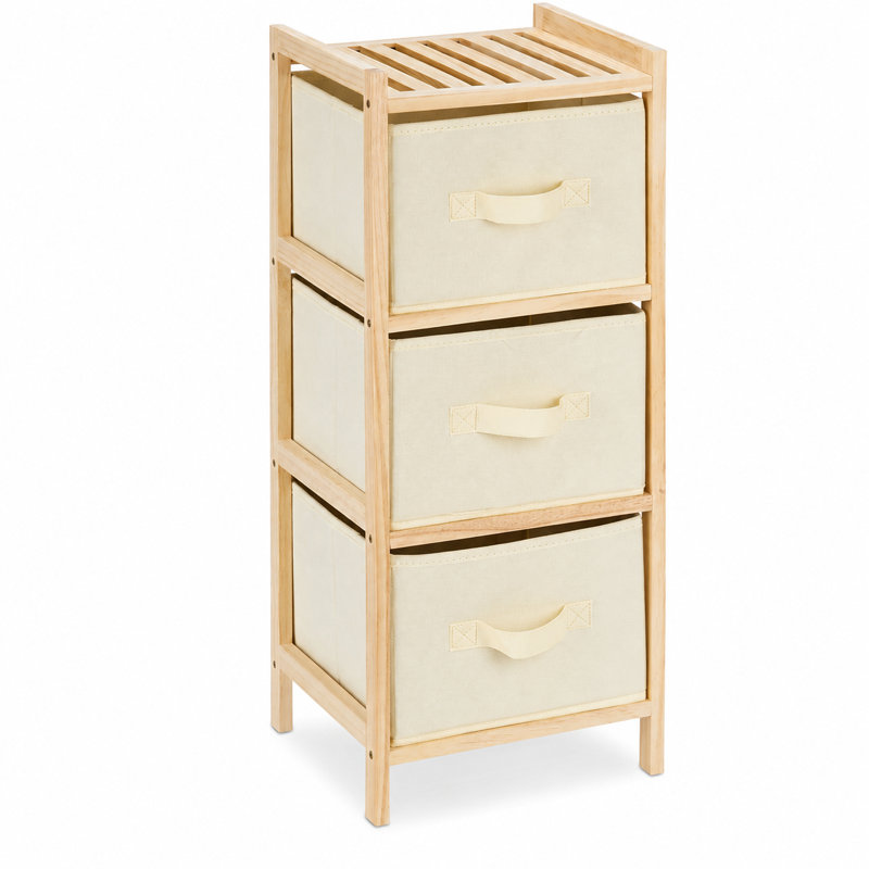 Unité de rangement mince en bambou naturel à 3 tiroirs