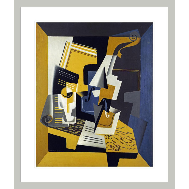 «A Violin and Glass» par Juan Gris, impression giclée sur cadre, H 27,55 po x l 23,5 po