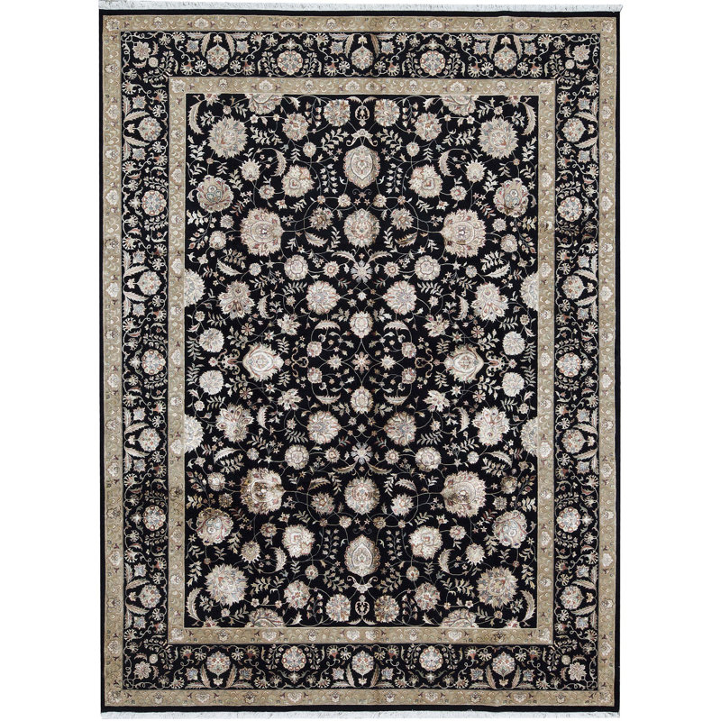 Tapis noir de haute qualité noué à la main