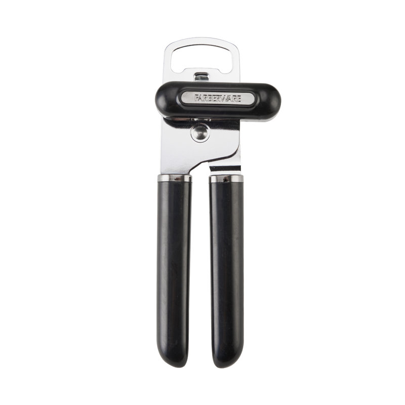 Black Ergonomic Stainless Steel Can and Bottle Opener
