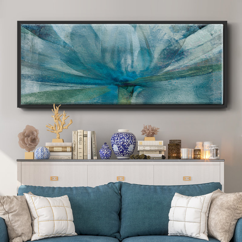 Blue Awakening- Framed Canvas, 20" H x 50" W