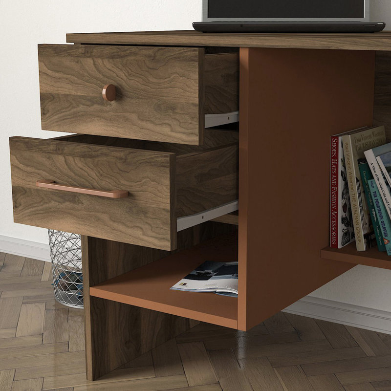 Jaycie 2 Piece Rectangular Writing Desk Office Set with Hutch