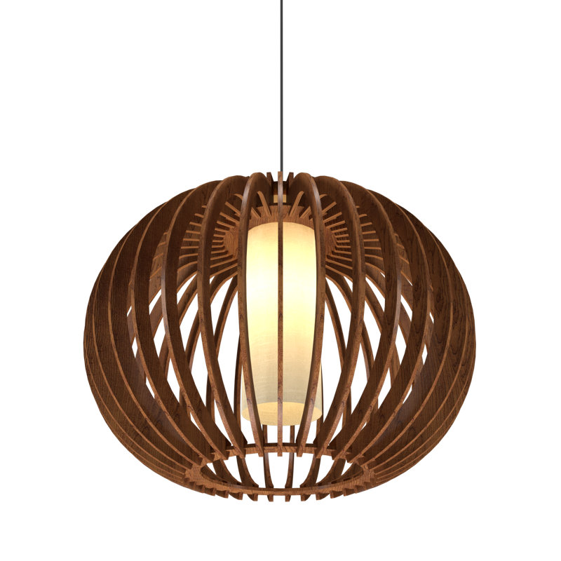 Lustre sphérique unique à 1 lumière, H 14,57 po x l 18,9 po x P 18,9 po, Imbuia