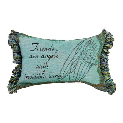Manual Woodworkers & Weavers Blue Rectangle Decorative Pillow Polyester Printed Friends Word 12.5 in x 8 in