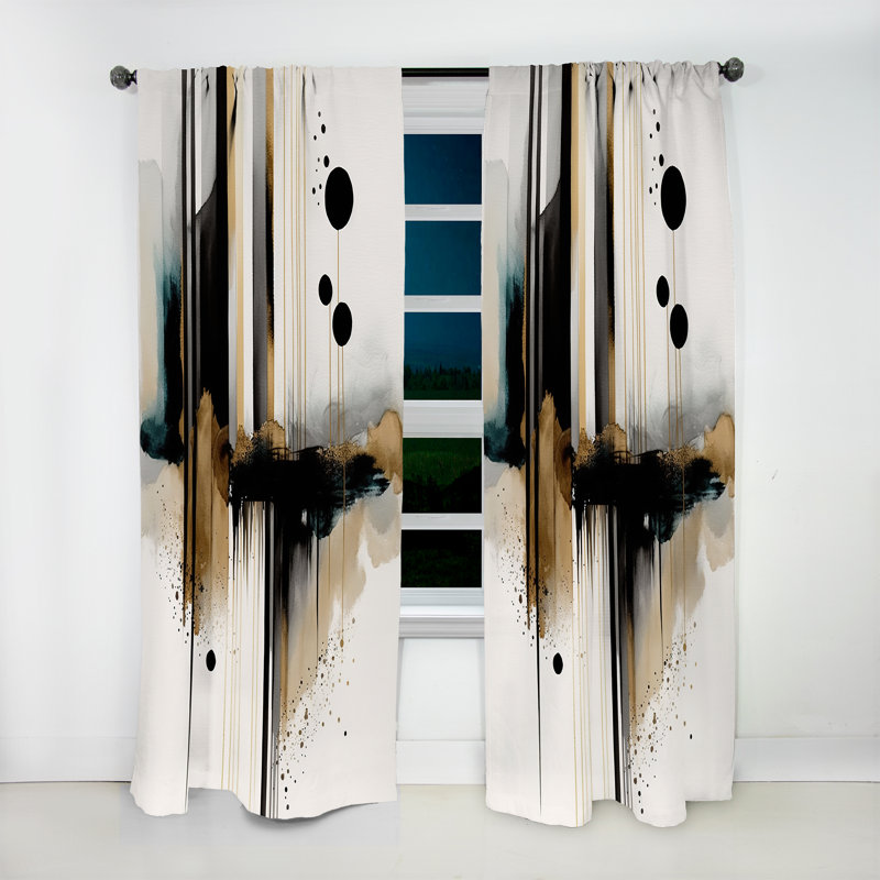 Abstract Transitional Modern Shapes I - Modern Curtain - Velvet Room Darkening - 1 panel, 52" W x 108" L