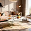 Table basse à plateau relevable de 43,3 pouces avec rangement, plateau en marbre blanc avec pieds robustes en verre trempé peu encombrant pour le salon et le bureau - W1512P316232-788693960