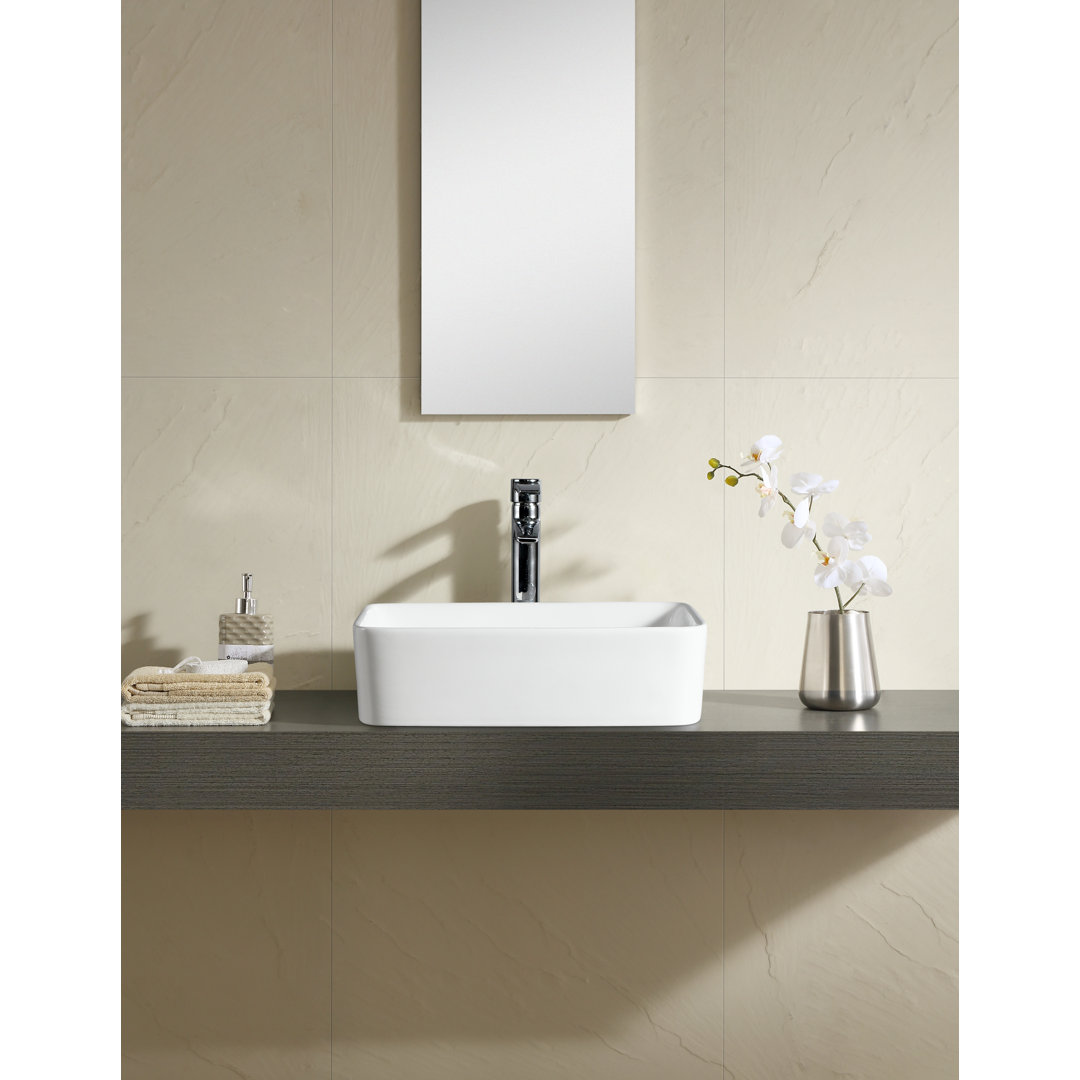 Modern Ceramic Rectangular Vessel Bathroom Sink Fine Fixtures