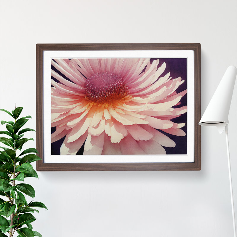 Chrysanthemum Watercolour Flower Vol.2 - Framed Print, 46cm H x 64cm W x 2cm D, Walnut Framed