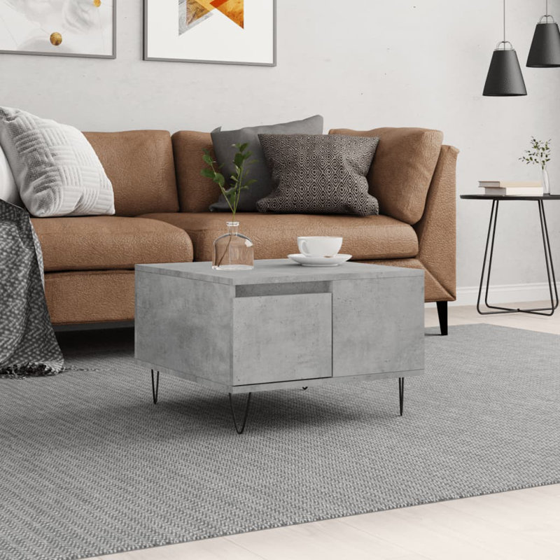 McBrine Four Leg Coffee Table with Storage, Concrete Grey