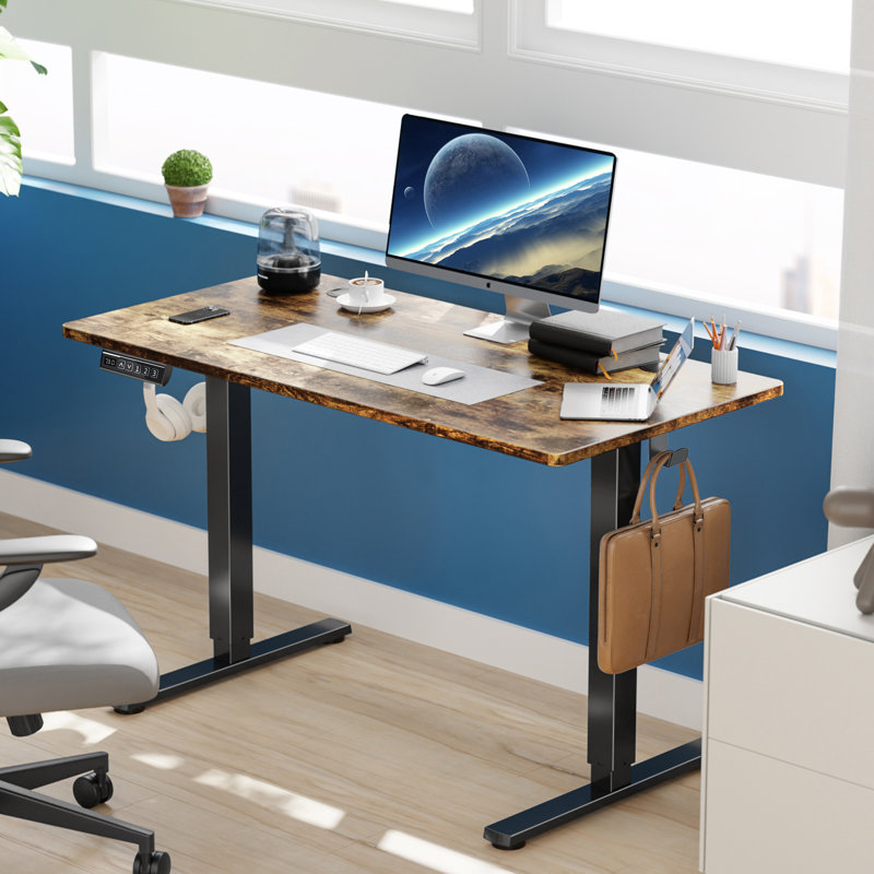 Jakyb Standing & Height-Adjustable Desks, Rustic Brown/Black, 46.46'' H x 47.24'' W x 23.62'' D