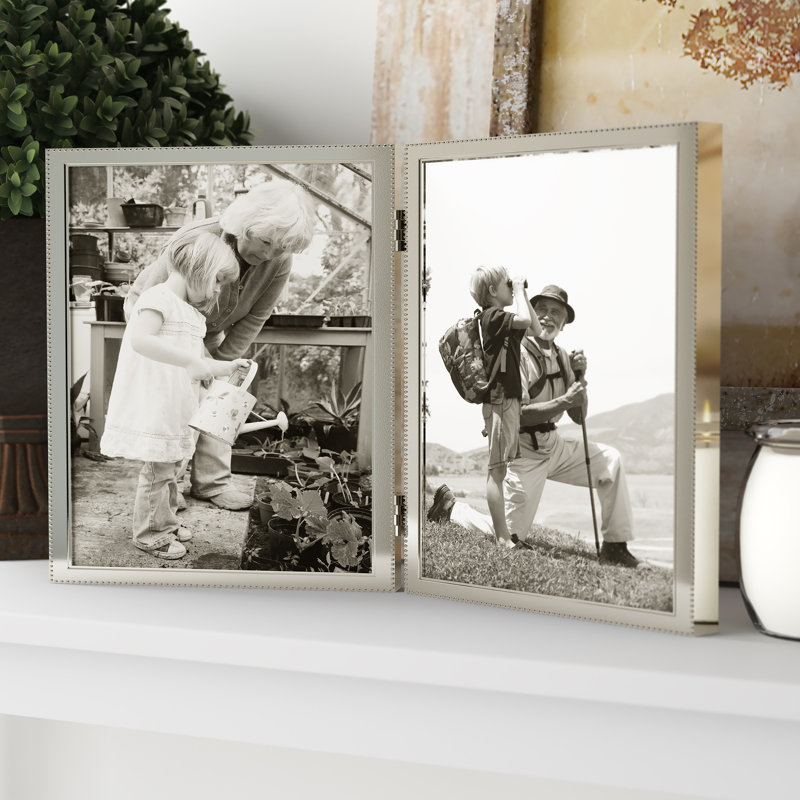 Metal Beaded Picture Frame, Polished Silver Plate, 8" x 10"