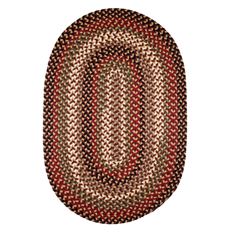 Tapis d'intérieur / extérieur multicolore tressé à la main Mako, Ovale 8 pi x 11 pi