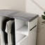 Chariot de repassage blanc E1 avec planche à usages multiples, convenant à la buanderie et à la cuisine, chambre à coucher avec solution de rangement à roulettes élégante et compacte, réglable compact