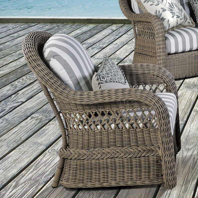 Chaise à assise profonde avec coussin Reavis, Argent coulé Sunbrella®
