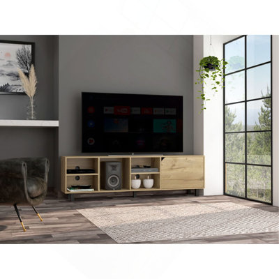 Meuble télé à 5 tablettes chêne clair