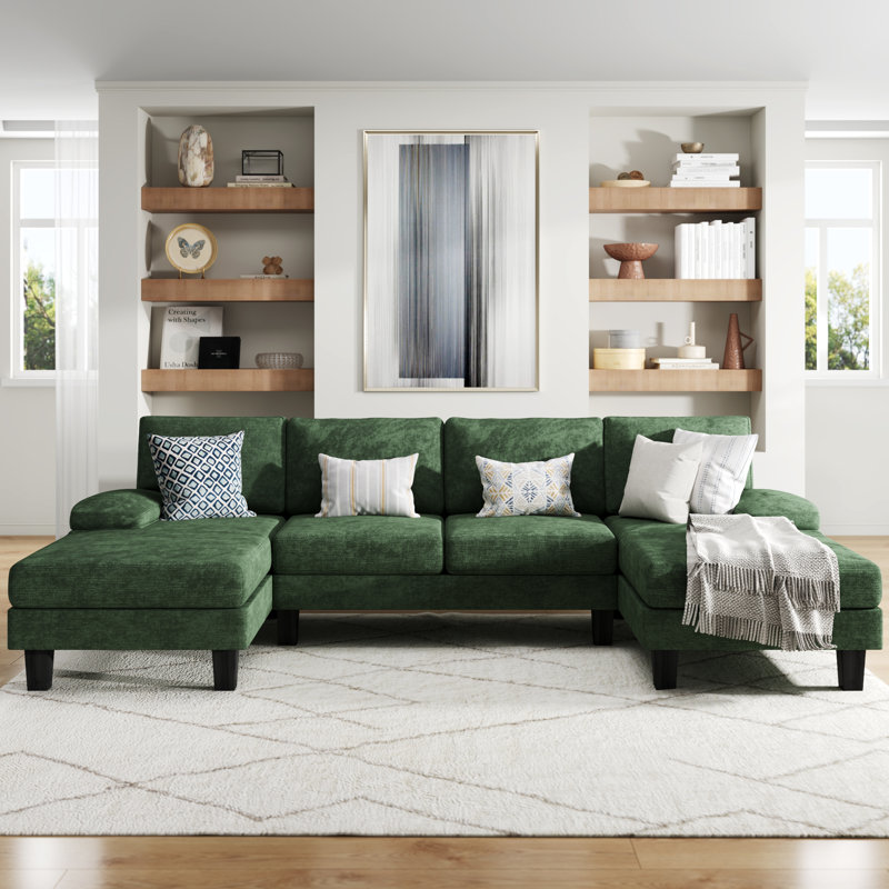 Arbelaez 3 - Piece U-Shape Upholstered Sectional Sofa, Green